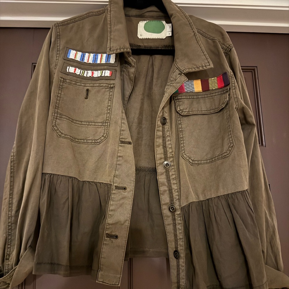 Anthropologie Olive Green Military-Inspired Jacket